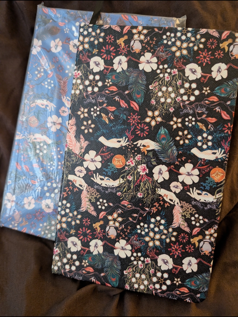 Saks Fifth Avenue Floral & Peacock Feather Notebook - Black Multicolor